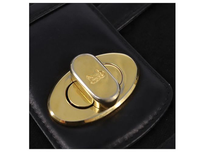 Céline Borsa a Spalla Celine C Sulky in Tela Nera e Oro Auth BA6371 Nero D'oro - vista 14