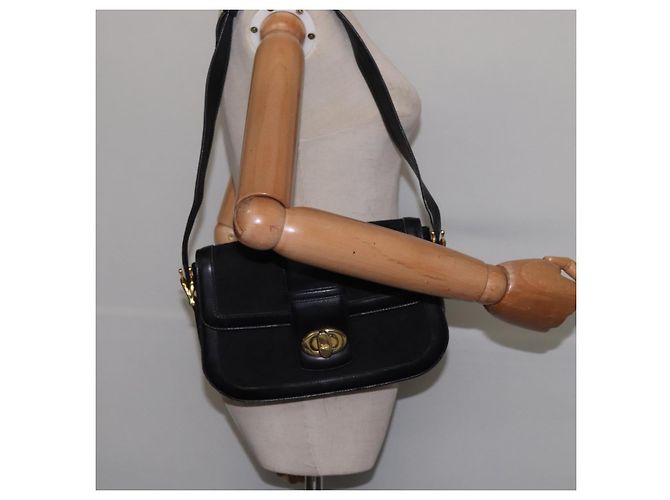 Céline Borsa a Spalla Celine C Sulky in Tela Nera e Oro Auth BA6371 Nero D'oro - vista 23