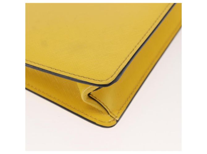 Saffiano Borsa a Spalla PRADA in Pelle Safiano Gialla Argento Auth 142941 Giallo - vista 15