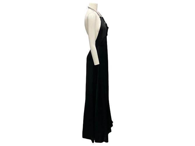 Satinabendkleid mit Neckholder und schwarzen Strasssteinen von Genny - Ansicht 2