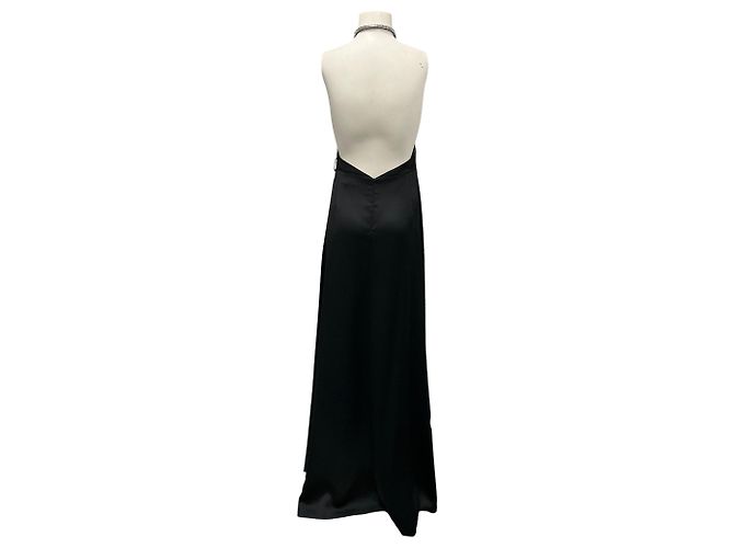 Satinabendkleid mit Neckholder und schwarzen Strasssteinen von Genny - Ansicht 3