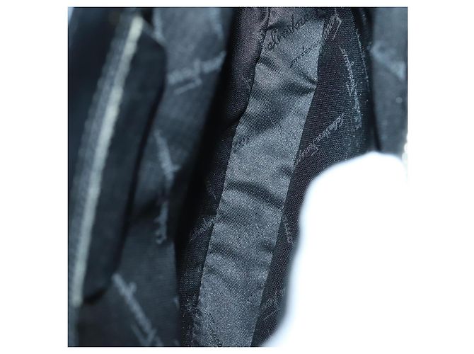 Borsa Gancini in pelle vinilica Salvatore Ferragamo 3 pezzi Nero Blu Auth BA5853 Blu navy - vista 14