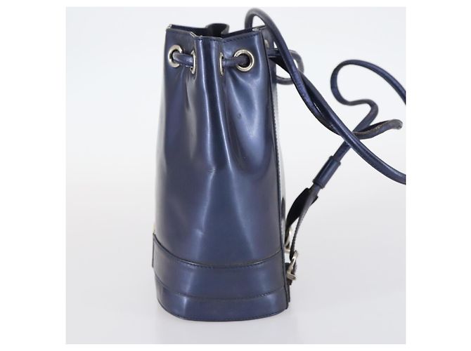Borsa Gancini in pelle vinilica Salvatore Ferragamo 3 pezzi Nero Blu Auth BA5853 Blu navy - vista 17