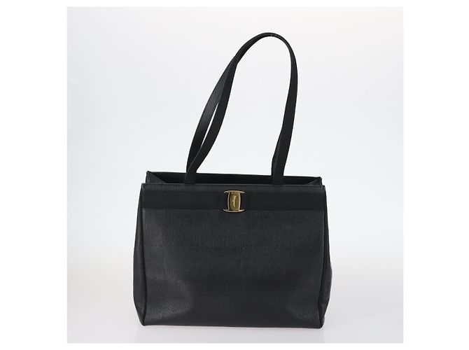 Borsa Gancini in pelle vinilica Salvatore Ferragamo 3 pezzi Nero Blu Auth BA5853 Blu navy - vista 2