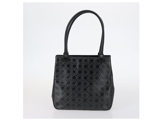 Borsa Gancini in pelle vinilica Salvatore Ferragamo 3 pezzi Nero Blu Auth BA5853 Blu navy - vista 8