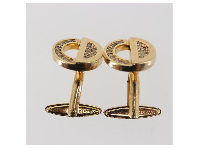 Gemelli e spilla per cravatta Christian Dior in metallo dorato Auth 142069 D'oro - vista 6