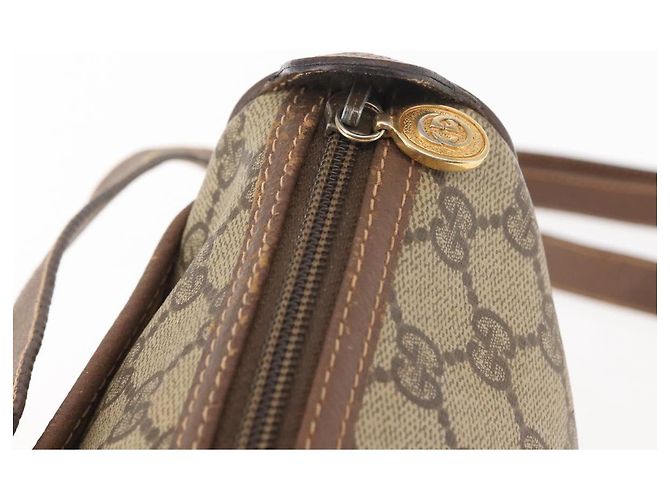 Borsa a Spalla Gucci GG Supreme Web Sherry Line PVC Beige 89 02 077 Auth BA6200 D'oro - vista 14