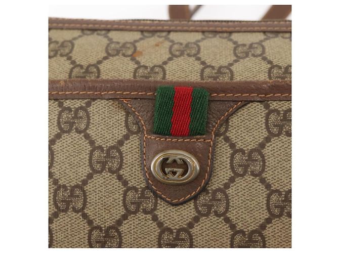 Borsa a Spalla Gucci GG Supreme Web Sherry Line PVC Beige 89 02 077 Auth BA6200 D'oro - vista 15