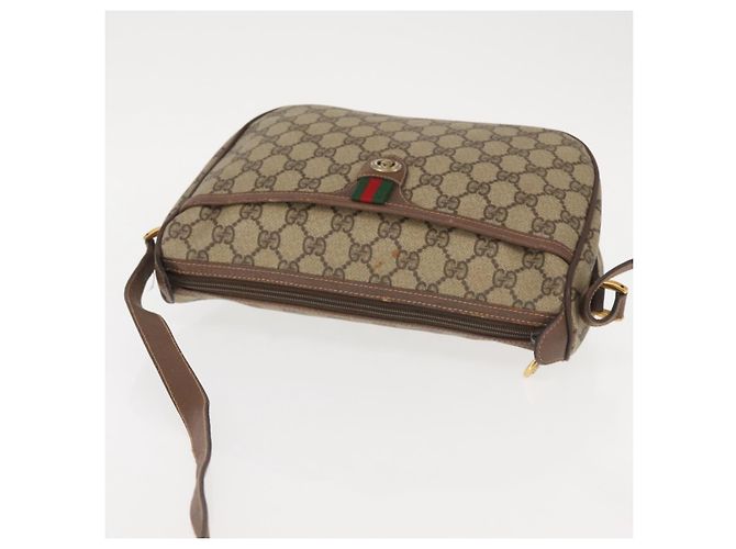 Borsa a Spalla Gucci GG Supreme Web Sherry Line PVC Beige 89 02 077 Auth BA6200 D'oro - vista 6