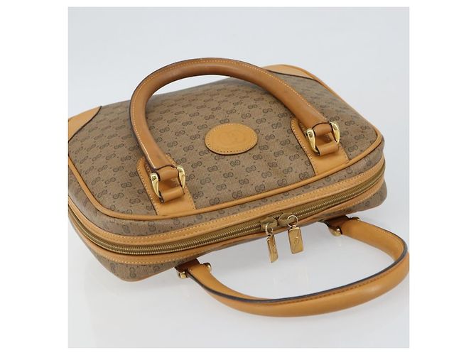 Gucci Borsa a mano Micro GG Supreme in PVC beige e oro 000 94 0030 Auth BA6124 D'oro - vista 6