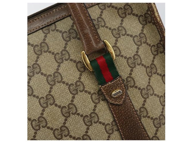 Borsa Gucci GG Supreme Web Sherry Line PVC Beige 58 02 039 Auth th6355 - vista 14