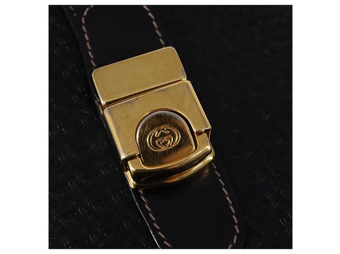 Borsa a Spalla Intrecciata GUCCI in Pelle Nera e Oro 001 33 0998 Auth 144140 Nero D'oro - vista 14