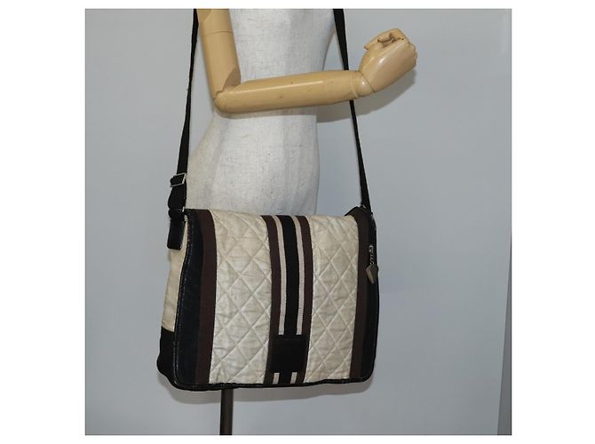 CHANEL Borsa a Spalla Matelassé Sportiva in Tela Bianca Argento CC Auth 142035 Bianco - vista 23