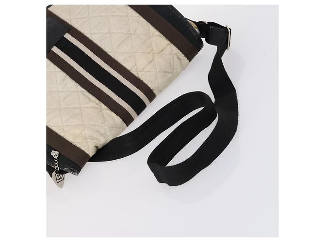 CHANEL Borsa a Spalla Matelassé Sportiva in Tela Bianca Argento CC Auth 142035 Bianco - vista 7