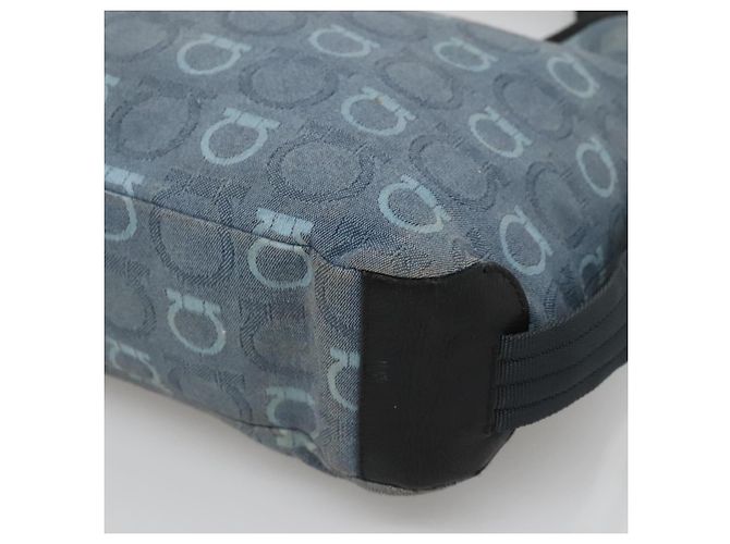 Borsa a Spalla Salvatore Ferragamo in Tela Blu Oro Auth sw1326 D'oro - vista 10