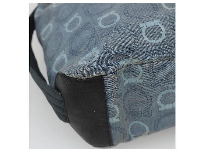 Borsa a Spalla Salvatore Ferragamo in Tela Blu Oro Auth sw1326 D'oro - vista 13