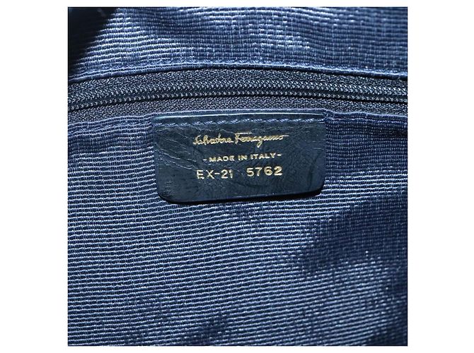 Borsa a Spalla Salvatore Ferragamo in Tela Blu Oro Auth sw1326 D'oro - vista 14