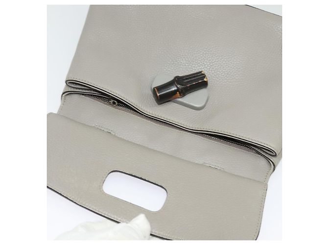 GUCCI Bamboo Daily Handtasche Leder 2way Grau Silber 370831 Auth BA4687 - Ansicht 16