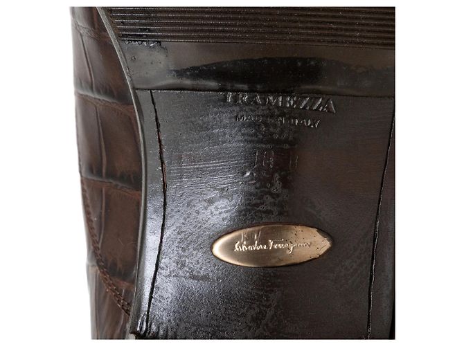 Prägeleder-Schuhe von Salvatore Ferragamo Braun - Ansicht 11