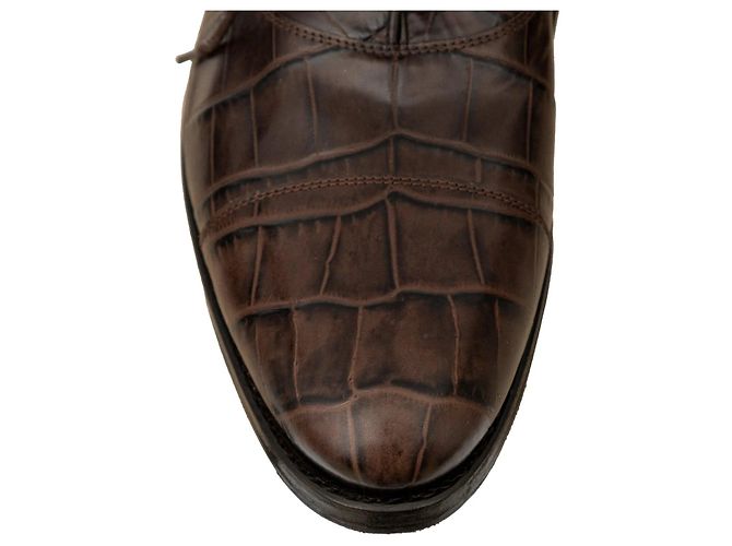 Prägeleder-Schuhe von Salvatore Ferragamo Braun - Ansicht 7