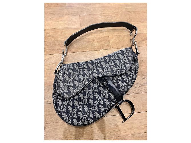 Dior Saddle Tasche Grau Stoff - Ansicht 2