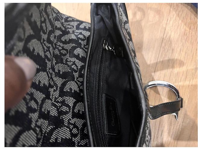 Dior Saddle Tasche Grau Stoff - Ansicht 7