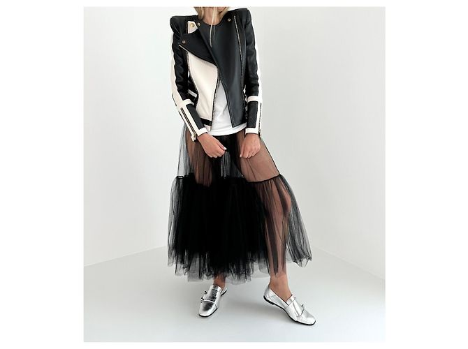 Balmain leather jacket Black White - view 2