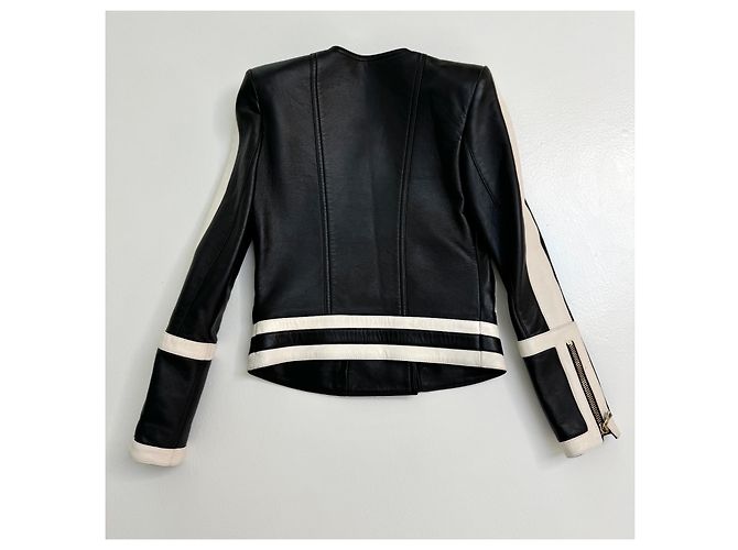Balmain leather jacket Black White - view 4