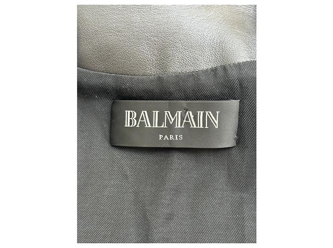 Balmain leather jacket Black White - view 8