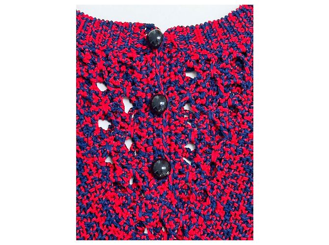 Vestido del desfile de moda Chanel Primavera 2014 Roja Azul marino - vista 4