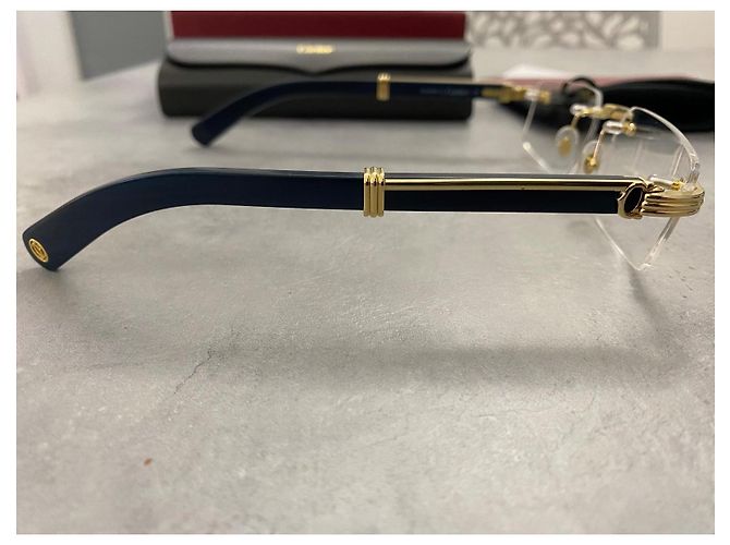 Occhiali da Sole Cartier CT0464S Blu Oro D'oro - vista 3