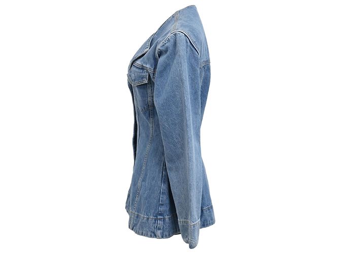 Ganni Cutline Fitted Blazer in Light Blue Denim - view 2
