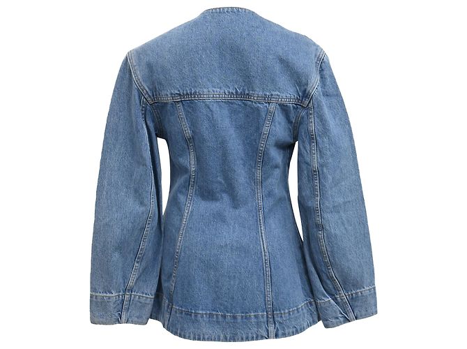 Ganni Cutline Fitted Blazer in Light Blue Denim - view 3