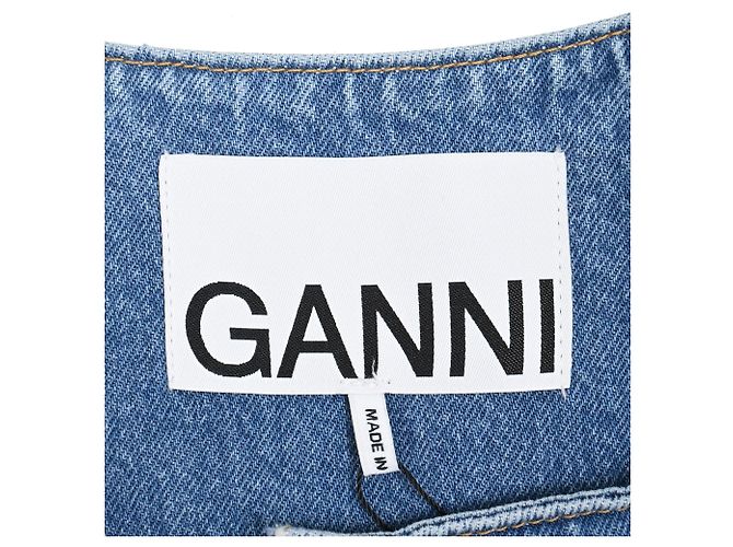 Ganni Cutline Fitted Blazer in Light Blue Denim - view 4