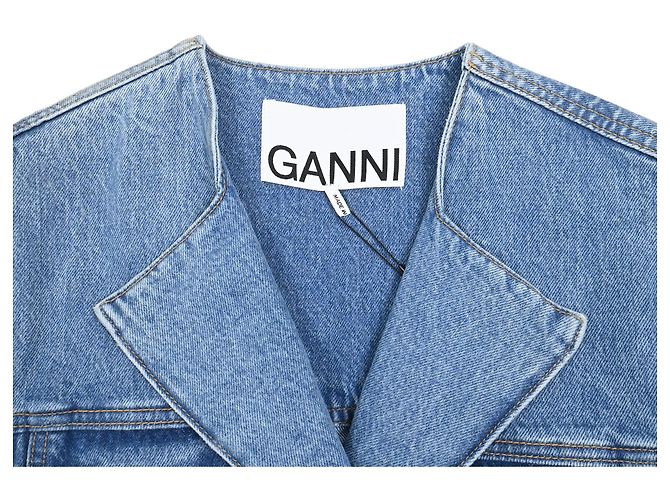 Ganni Cutline Fitted Blazer in Light Blue Denim - view 5