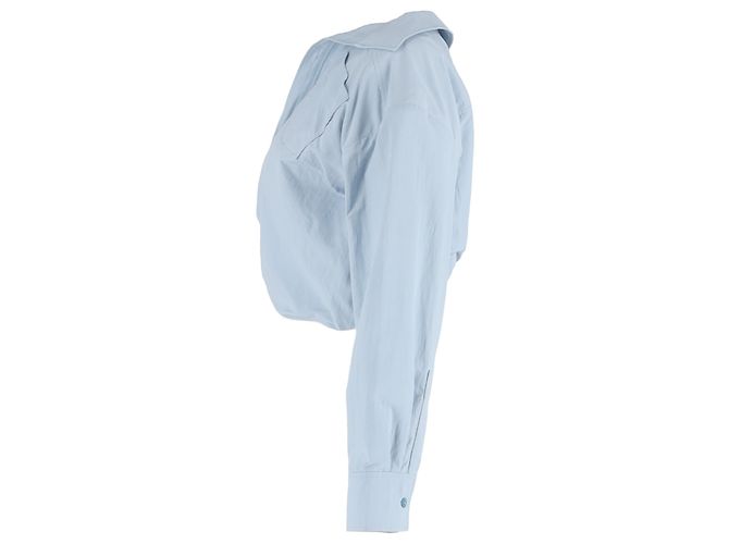 Jacquemus Mejean Cropped Popeline-Hemd aus hellblauer Baumwolle - Ansicht 2