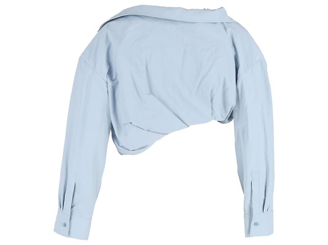 Jacquemus Mejean Cropped Popeline-Hemd aus hellblauer Baumwolle - Ansicht 3