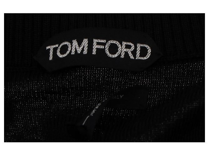 Tom Ford Strickjacke aus schwarzer Wolle und Samt - Ansicht 5