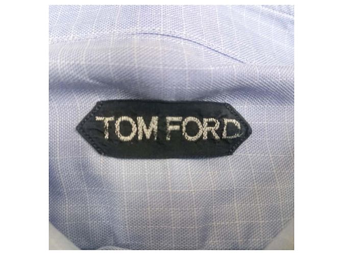 Camicia con bottoni Tom Ford in cotone azzurro Blu Blu chiaro - vista 4