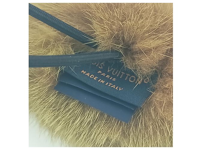 Fascia per capelli in pelliccia di visone Louis Vuitton Marrone Bianco - vista 8