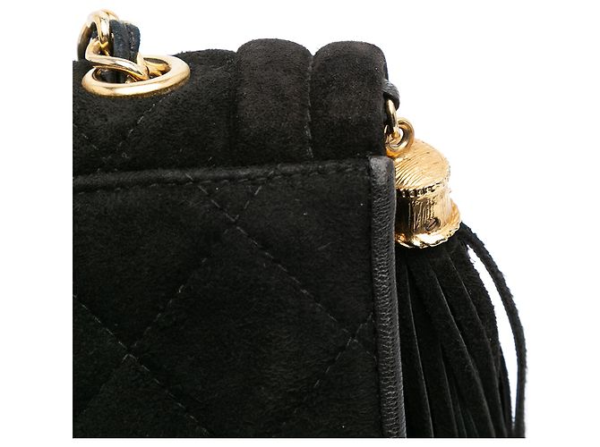 Chanel Nero Suede Trapuntato con Frange - vista 10