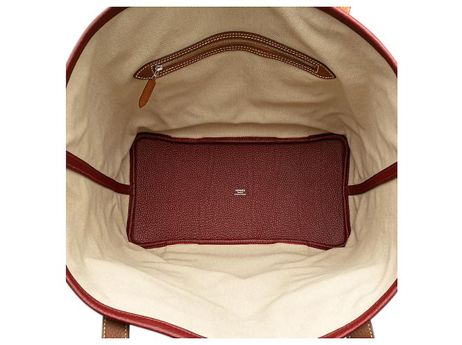 Trim Borsa Tote Pursangle in Toile e Clémence Marrone Hermès Beige - vista 4