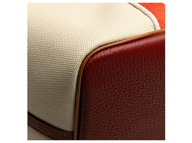 Trim Borsa Tote Pursangle in Toile e Clémence Marrone Hermès Beige - vista 8