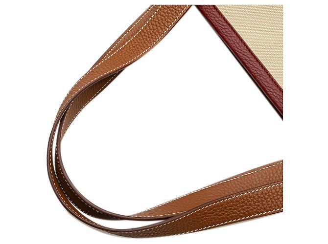 Trim Borsa Tote Pursangle in Toile e Clémence Marrone Hermès Beige - vista 9
