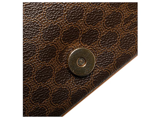 Céline Borsa a tracolla in tela rivestita Macadam marrone di Celine - vista 7