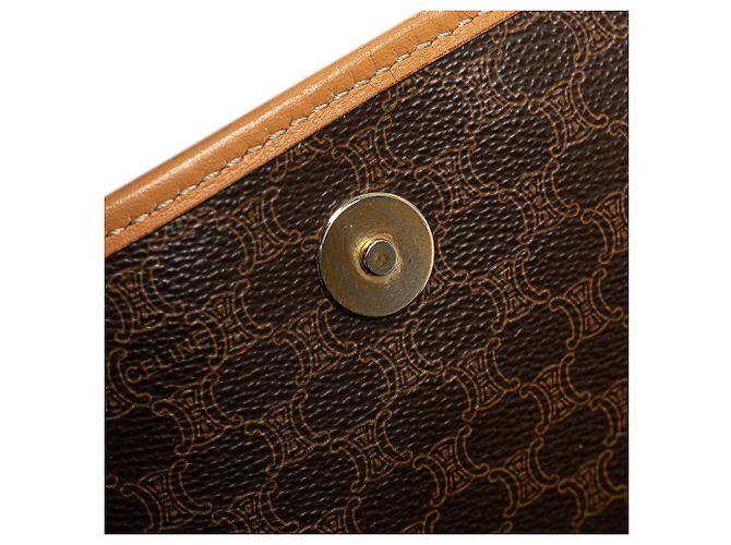 Céline Borsa a tracolla in tela rivestita Macadam marrone di Celine - vista 8