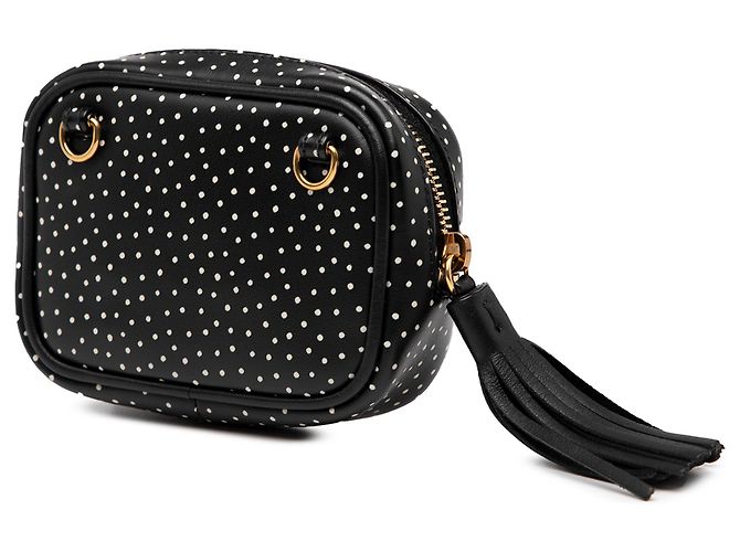 Bolsa de câmera Lou Monogram em couro de bezerro matelassado preto com estampa de bolinhas Saint Laurent - vista 2