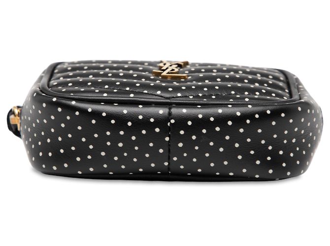 Bolsa de câmera Lou Monogram em couro de bezerro matelassado preto com estampa de bolinhas Saint Laurent - vista 3