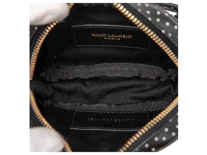 Bolsa de câmera Lou Monogram em couro de bezerro matelassado preto com estampa de bolinhas Saint Laurent - vista 4