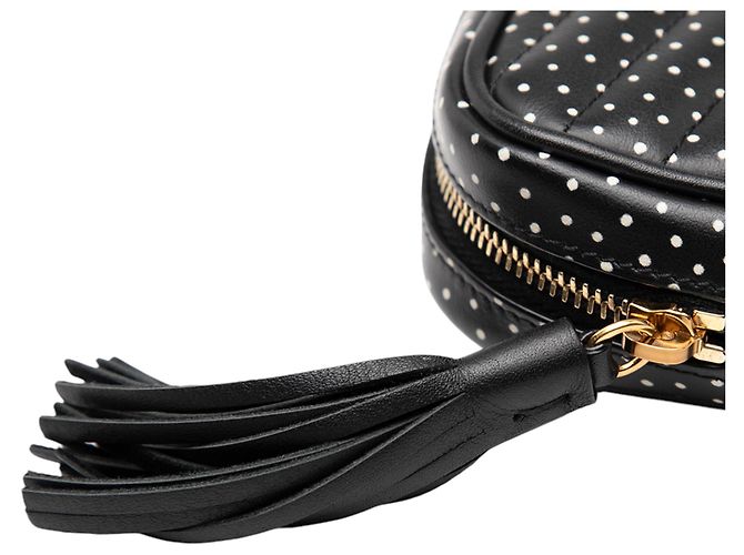Bolsa de câmera Lou Monogram em couro de bezerro matelassado preto com estampa de bolinhas Saint Laurent - vista 7